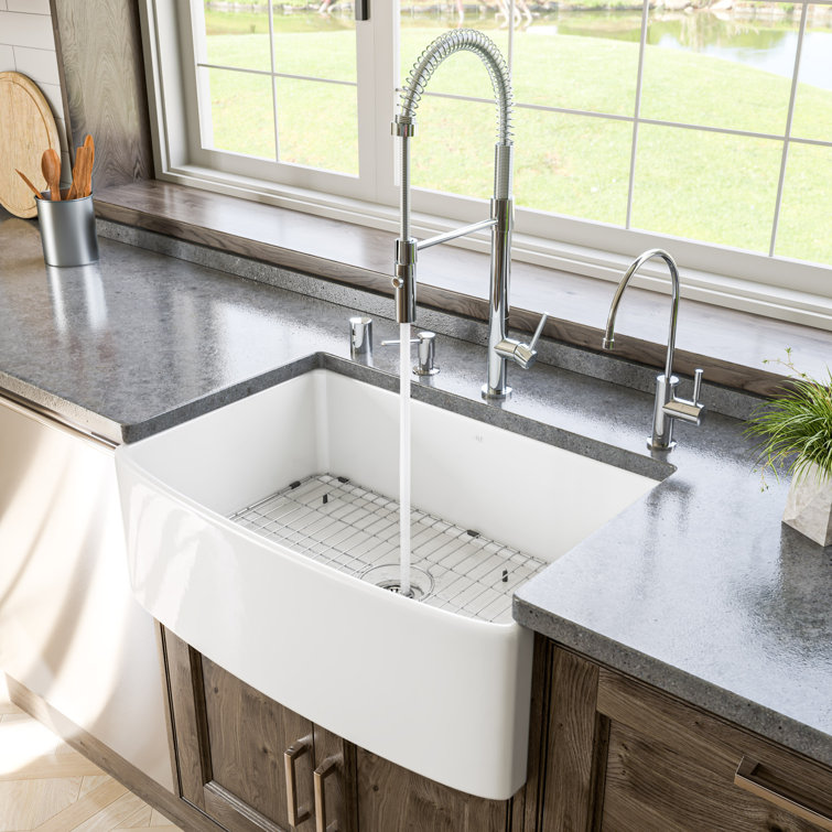 Alfi Brand ABFC3020-W 30'' L Flush Single Bowl Fireclay Kitchen Sink