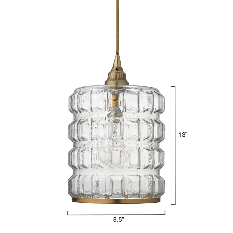 Mini Kenosha Antique Brass 1-Light Pendant with Clear Glass
