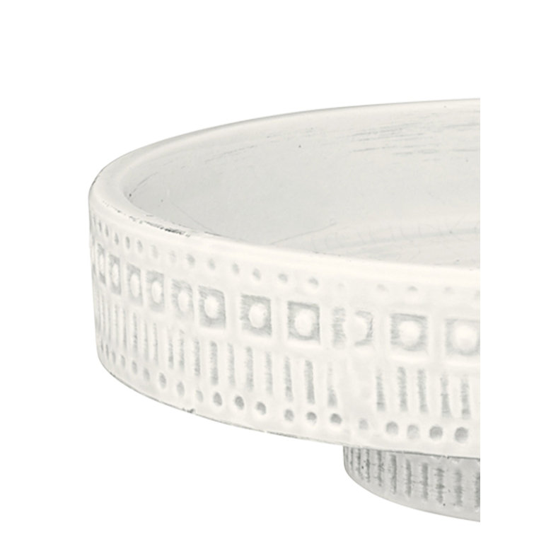 Coco Handmade Geometric Ceramic Decorative Bowl - White