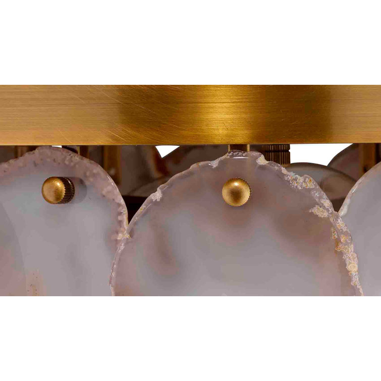 Antique Brass Agate-Inlaid 2-Light Flush Mount with Acrylic Diffuser
