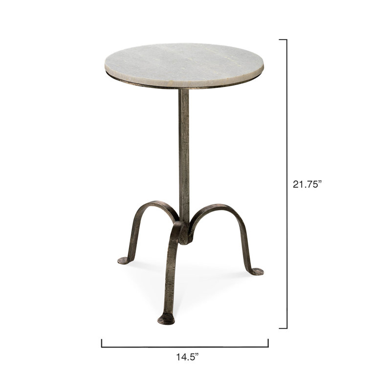 Round White Marble and Gunmetal Steel Accent Table