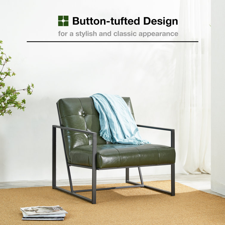 Hunter Green Faux Leather and Chrome Accent Chair Set