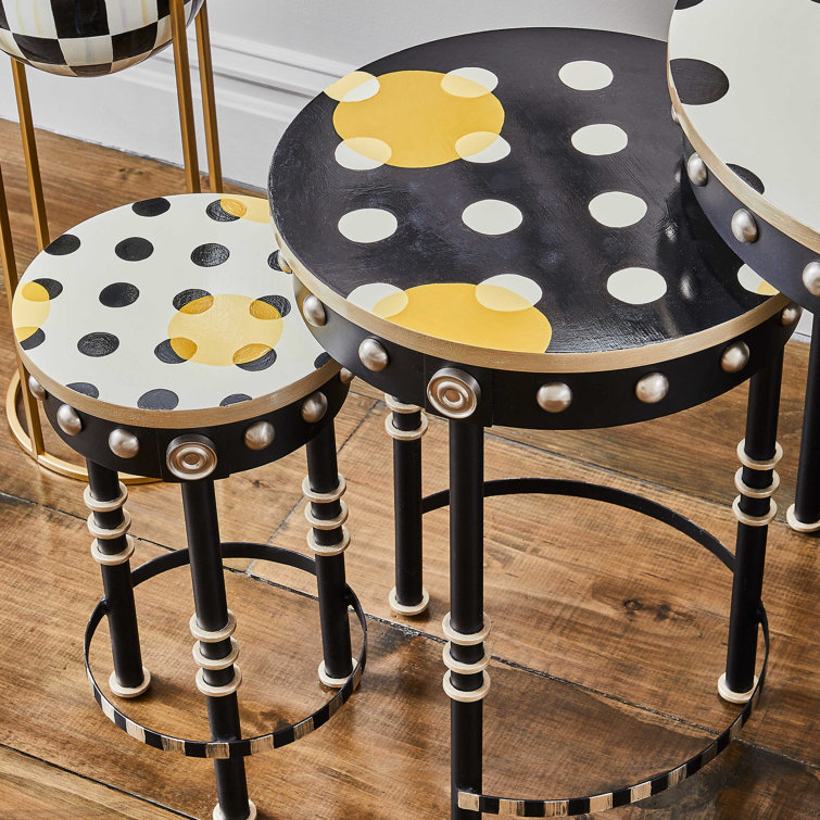 Round Black and Buttercup Metal Nesting Tables Set