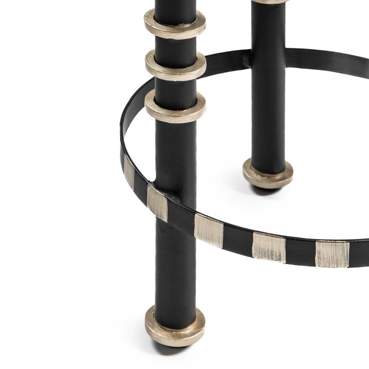 Round Black and Buttercup Metal Nesting Tables Set