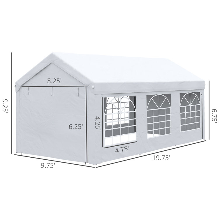 Outsunny 10ft x 20ft White Steel Frame Party Tent with Windows