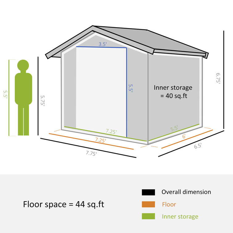 Outsunny 11' x 9' Brown Metal Storage Shed Kit with Windows