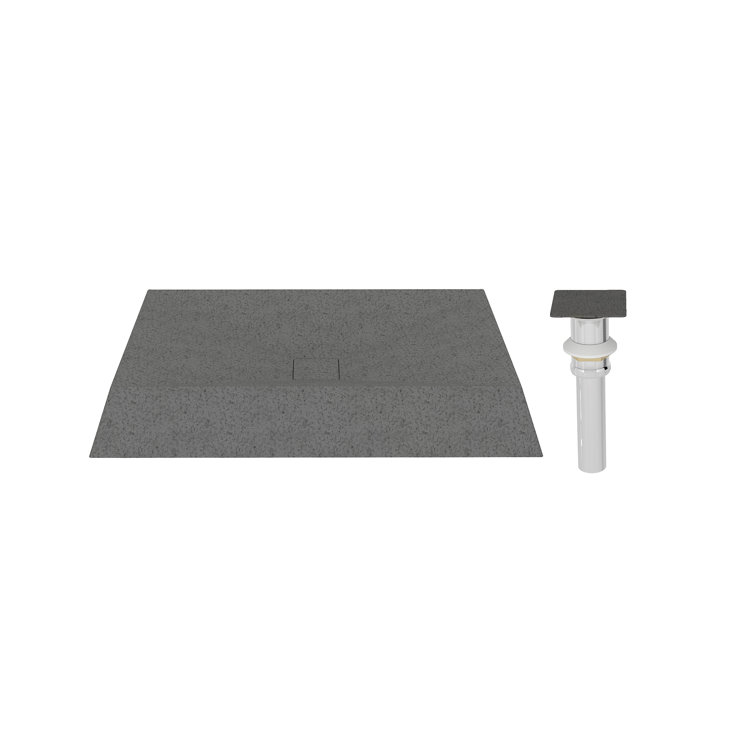 Mottled Bluish Gray Concrete Rectangular Above-Counter Vessel Sink