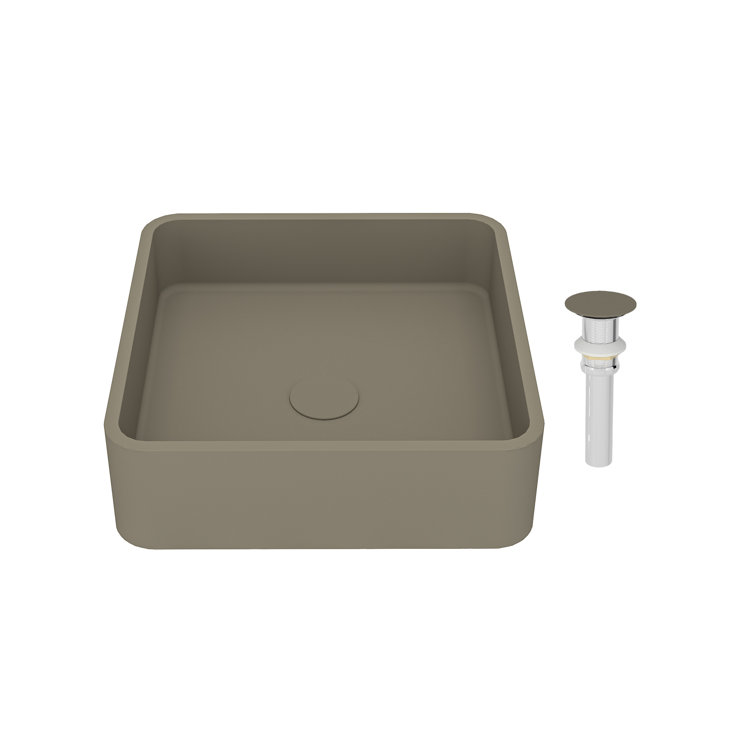 Taupe Clay 15.35'' Ceramic Square Above-Counter Bathroom Sink