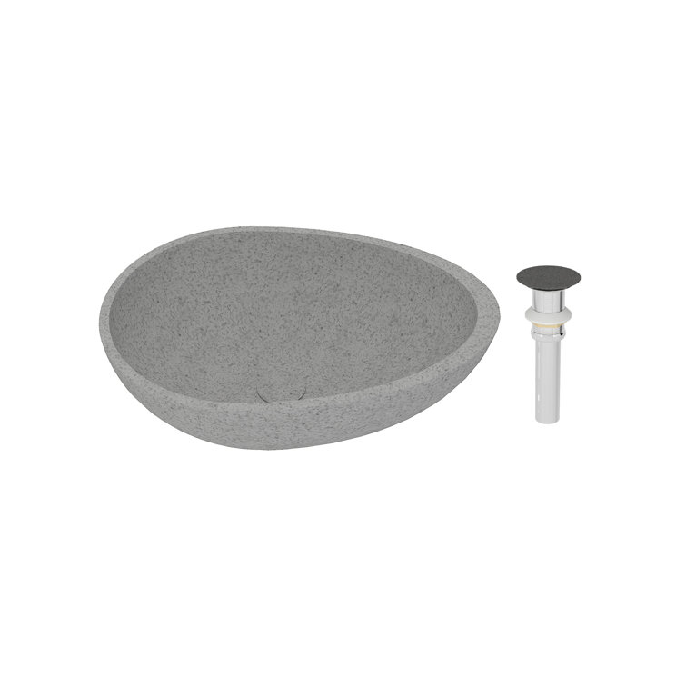 CASAINC Maple 15.35'' Concrete Oval Bathroom Sink