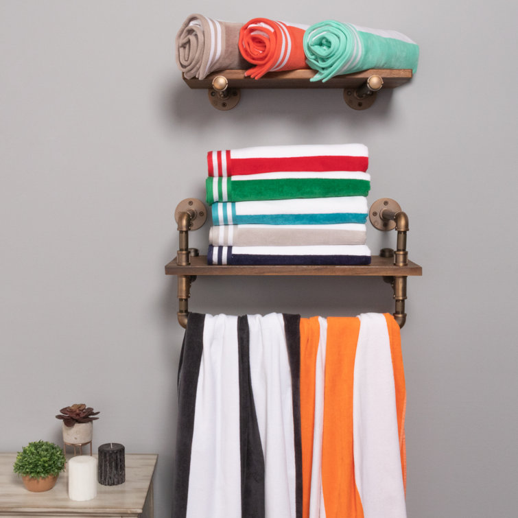 Oversized Red and White Cotton Cabana Stripe Beach Towel