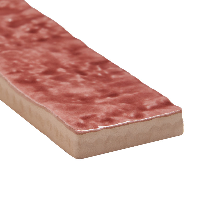 Virtuo Pink Crackled Ceramic Subway Wall Tile 2x10