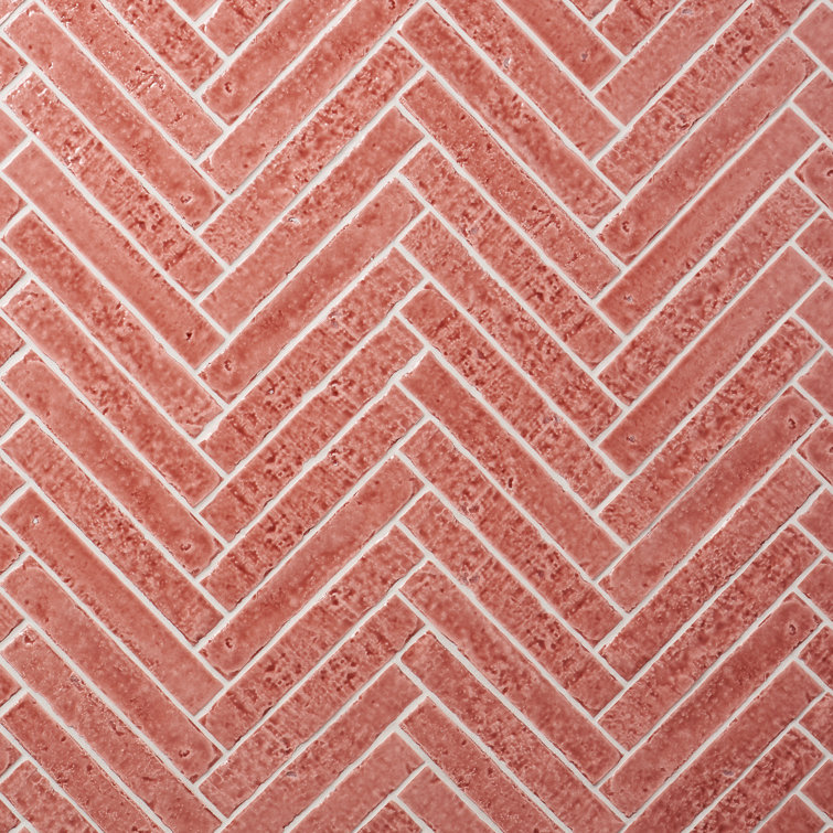 Virtuo Pink Crackled Ceramic Subway Wall Tile 2x10