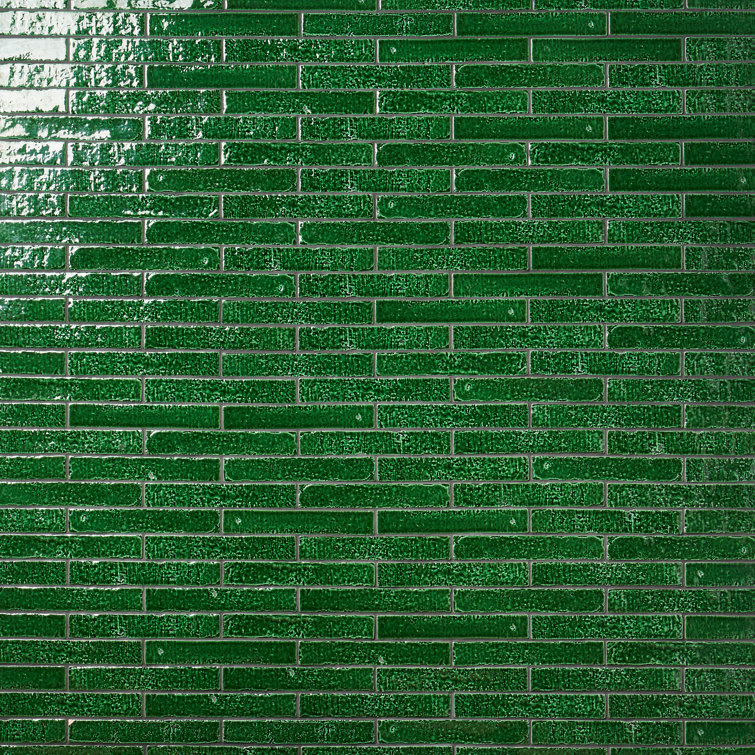 Emerald Green Crackled Ceramic Subway Wall Tile