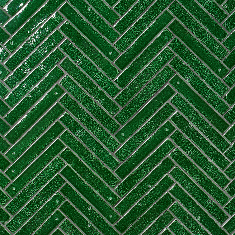 Emerald Green Crackled Ceramic Subway Wall Tile