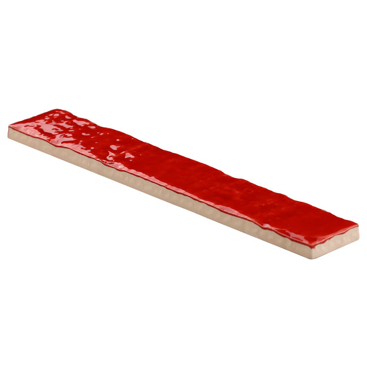 Crimson Red Glossy Ceramic Subway Wall Tile, 2-in x 9-in