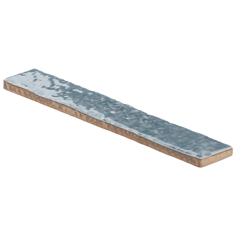 River Blue Glossy Ceramic Subway Wall Tile, 2-in x 9-in