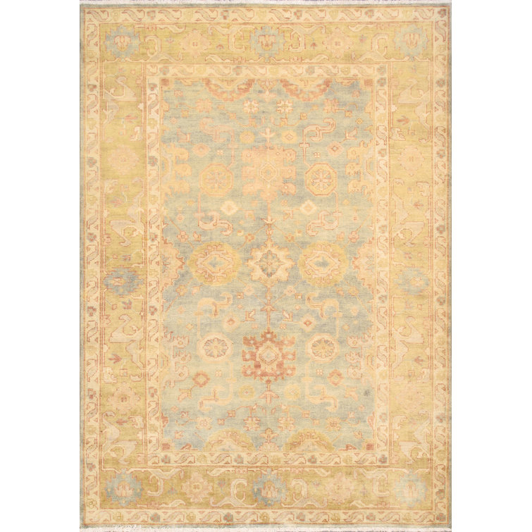 Light Blue Hand-Knotted Wool Oriental Area Rug 6'3" x 8'9"