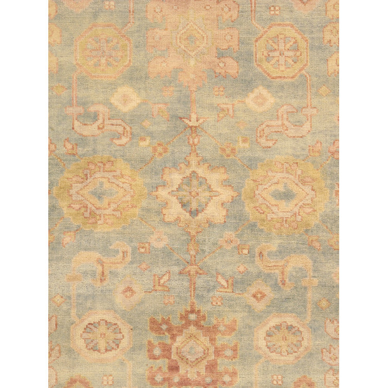 Light Blue Hand-Knotted Wool Oriental Area Rug 6'3" x 8'9"