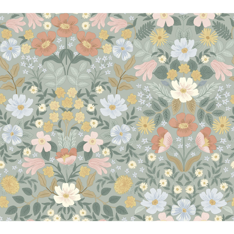 Sage Floral Peel and Stick Wallpaper Roll