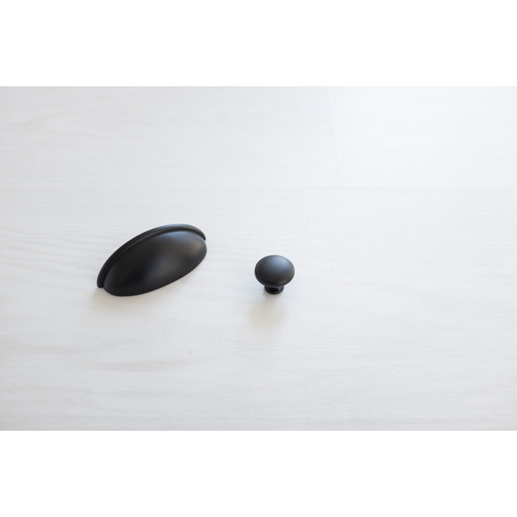 Matte Black Aluminum Round Cabinet Knob with Mounting Hardware