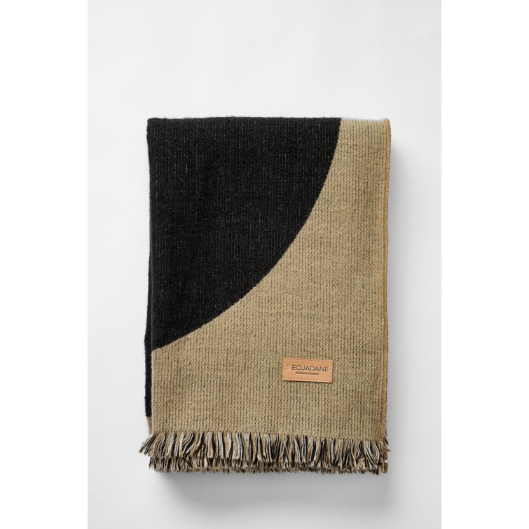 Black and Tan Reversible Woven Throw Blanket