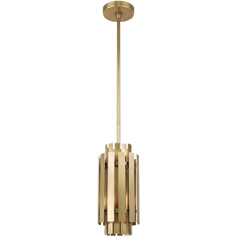 Natural Brass Mini Pendant Light with Glass Accents