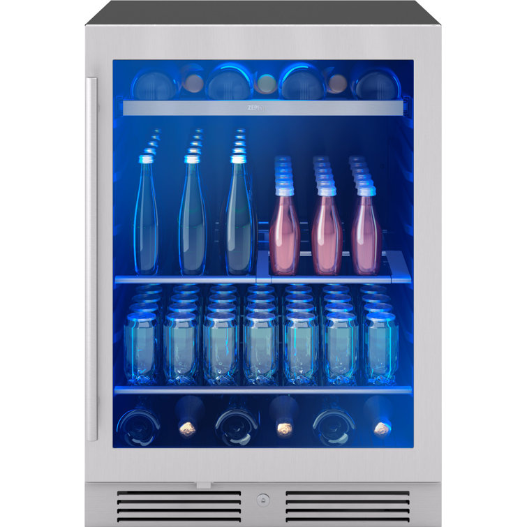 Zephyr Stainless Steel Beverage Cooler with LED Lighting