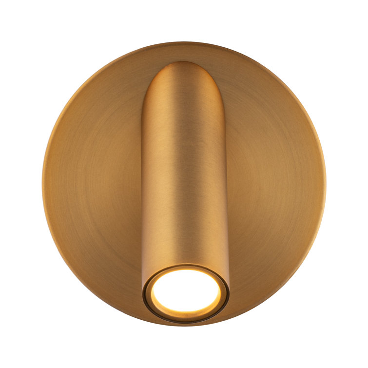 Aged Brass Circular Backplate Dimmable LED Sconce