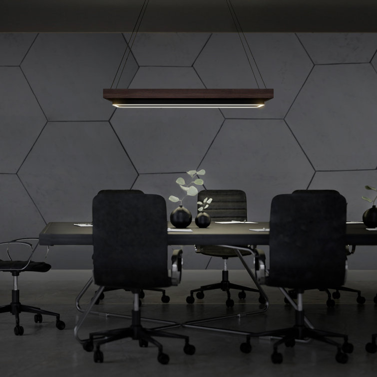 Hustler Modern Black Dark Walnut LED Indoor/Outdoor Linear Pendant