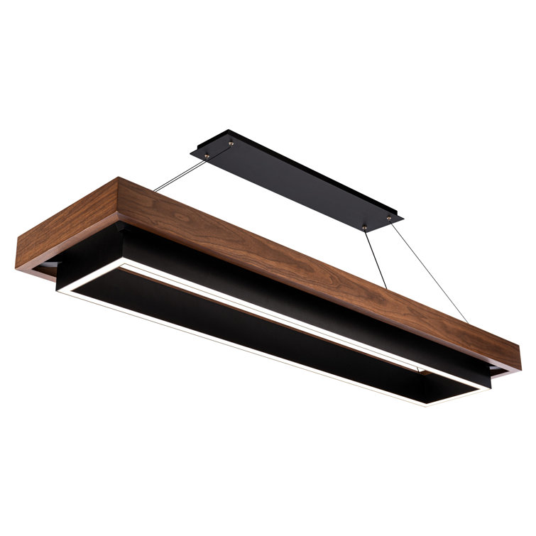 Hustler Modern Black Dark Walnut LED Indoor/Outdoor Linear Pendant