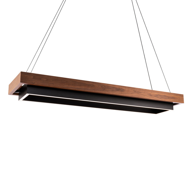 Hustler Modern Black Dark Walnut LED Indoor/Outdoor Linear Pendant
