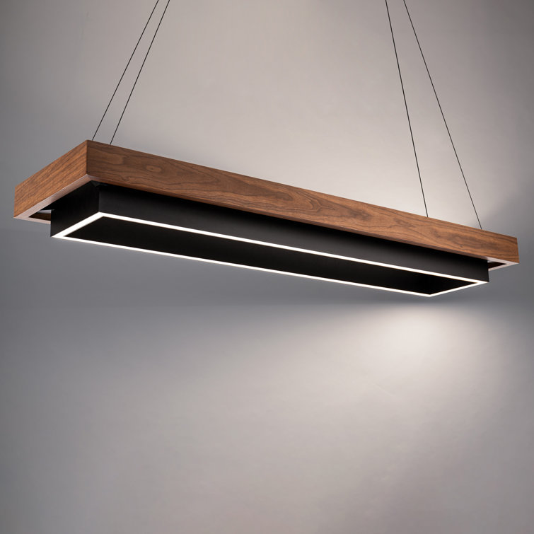 Hustler Modern Black Dark Walnut LED Indoor/Outdoor Linear Pendant