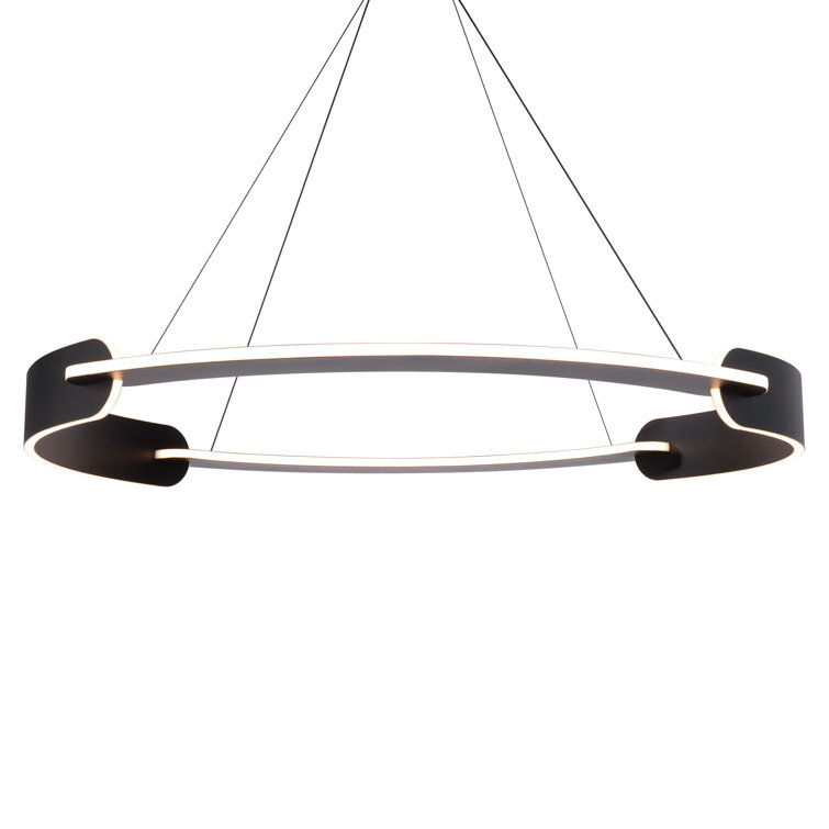 Black Aluminum LED Indoor/Outdoor Geometric Pendant Light