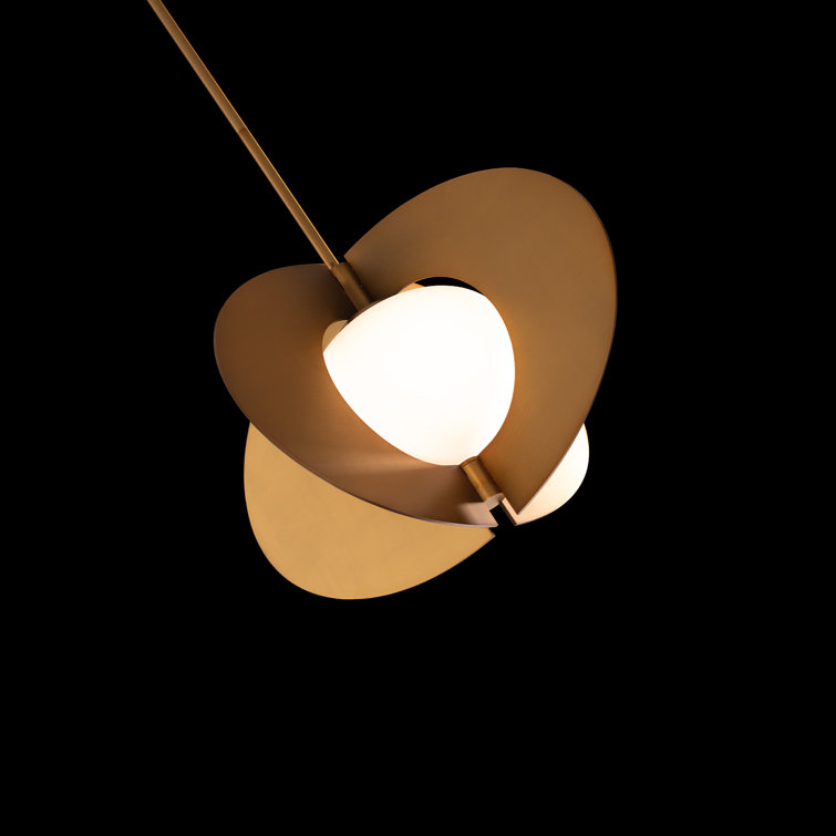 Echelon Aged Brass LED Geometric Pendant with Etched Opal Glass