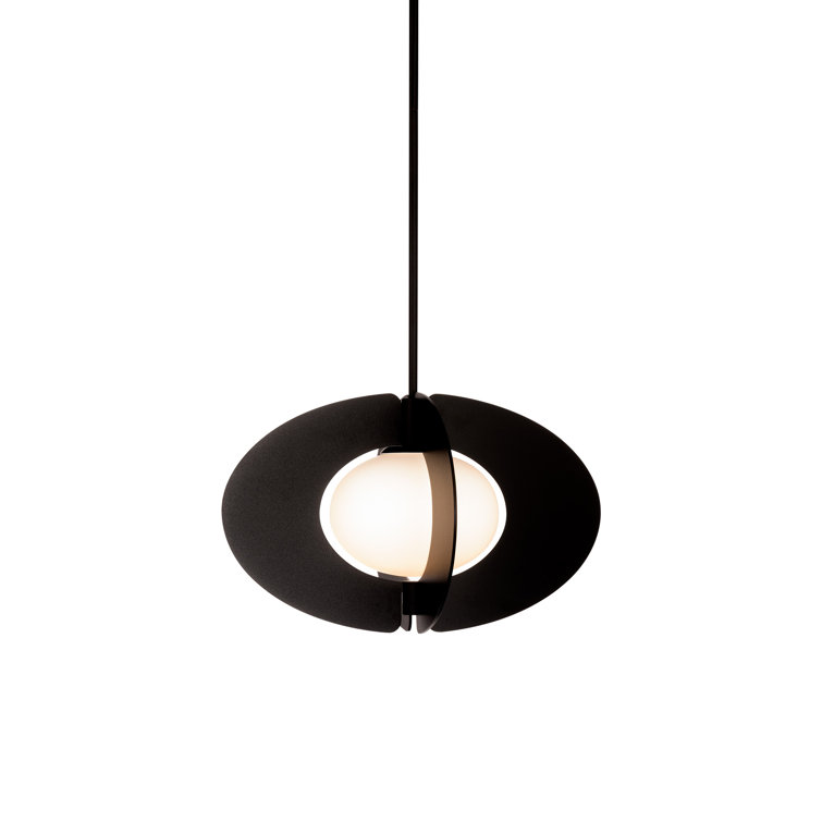 Echelon Black LED Geometric Pendant with Etched Opal Glass