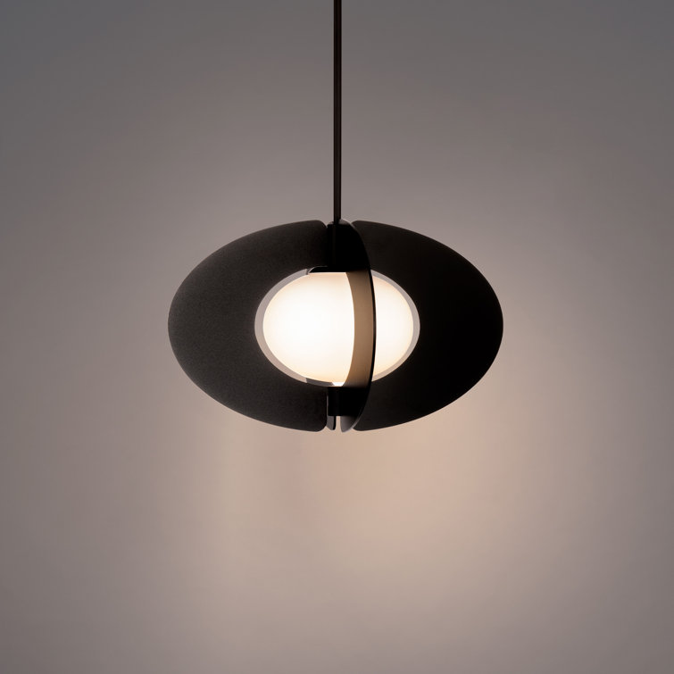 Echelon Black LED Geometric Pendant with Etched Opal Glass