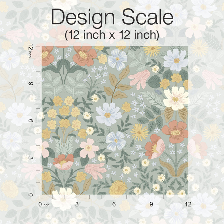 Sage Floral Peel and Stick Wallpaper Roll