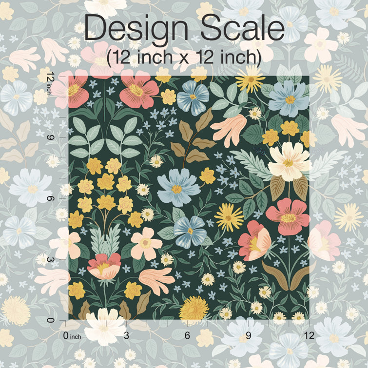 Emerald Green Floral Peel and Stick Wallpaper Roll