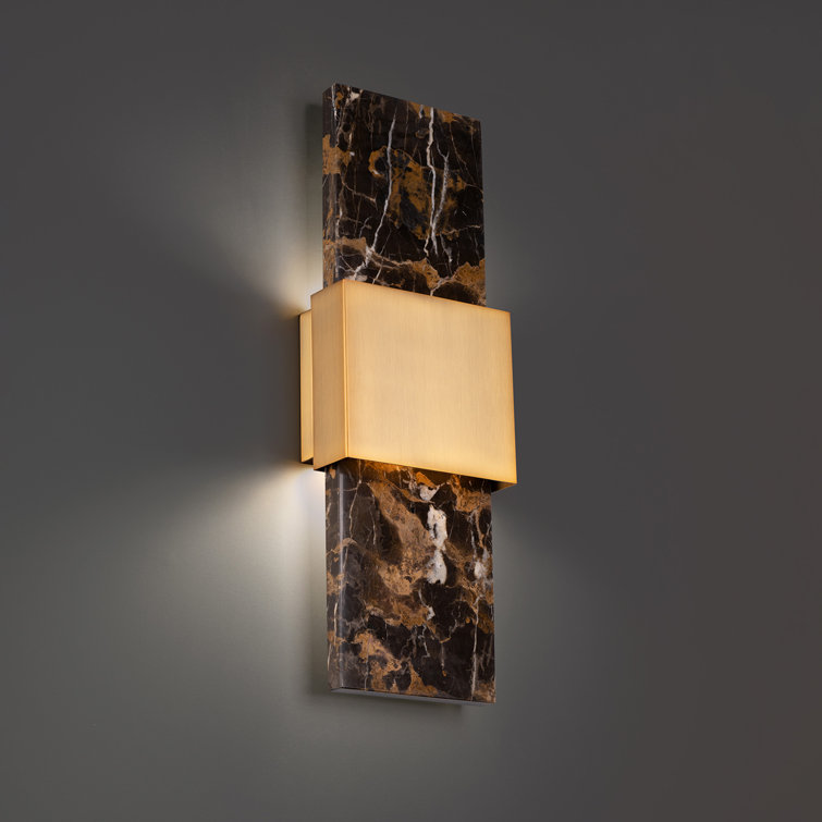 Black and Brass Marble LED Wall Sconce