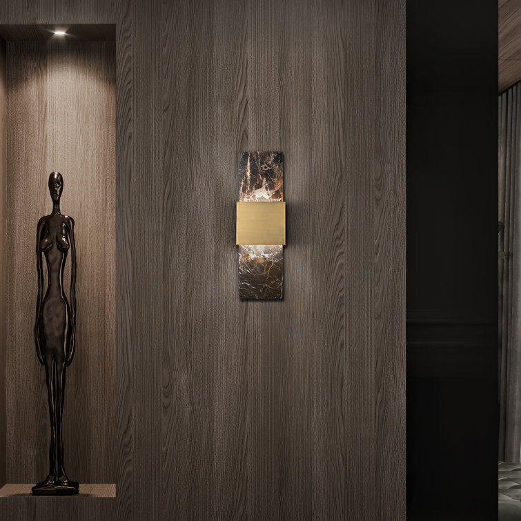 Black and Brass Marble LED Wall Sconce