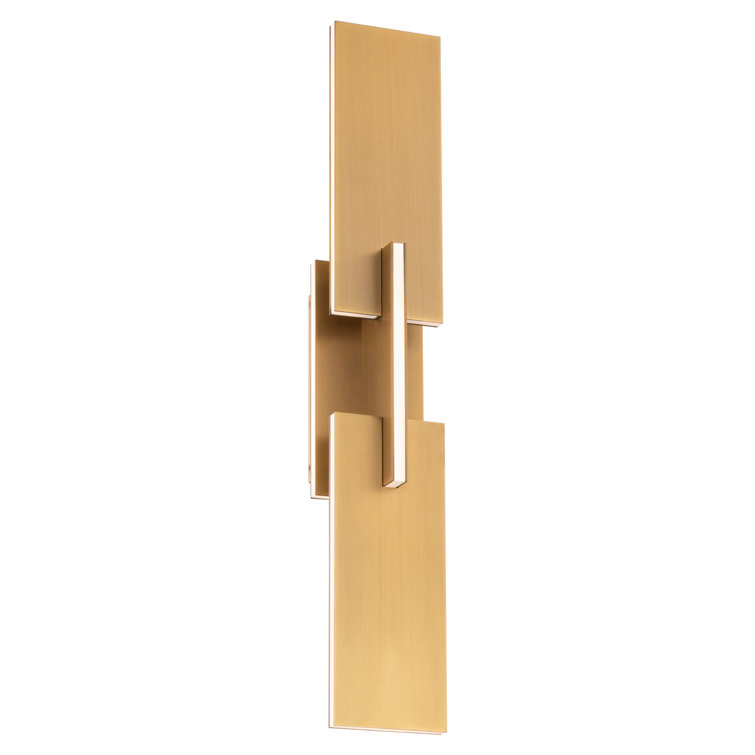 Aged Brass Dimmable 4-Light LED Wall Sconce with White Acrylic Shade