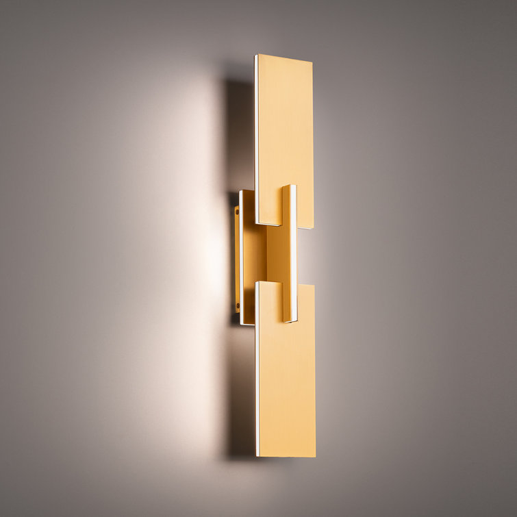 Aged Brass Dimmable 4-Light LED Wall Sconce with White Acrylic Shade
