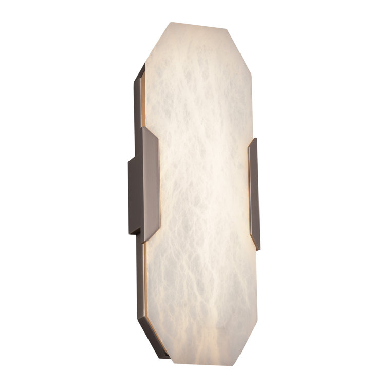 Elegant Alabaster Shade Antique Nickel Dimmable LED Sconce