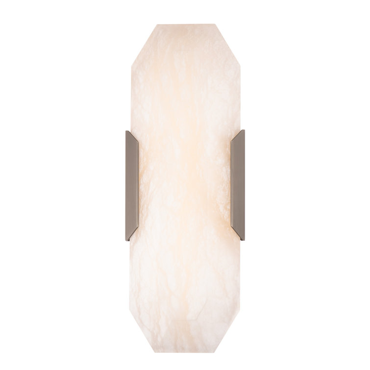 Elegant Alabaster Shade Antique Nickel Dimmable LED Sconce