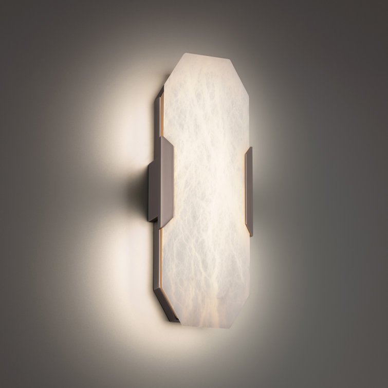 Elegant Alabaster Shade Antique Nickel Dimmable LED Sconce