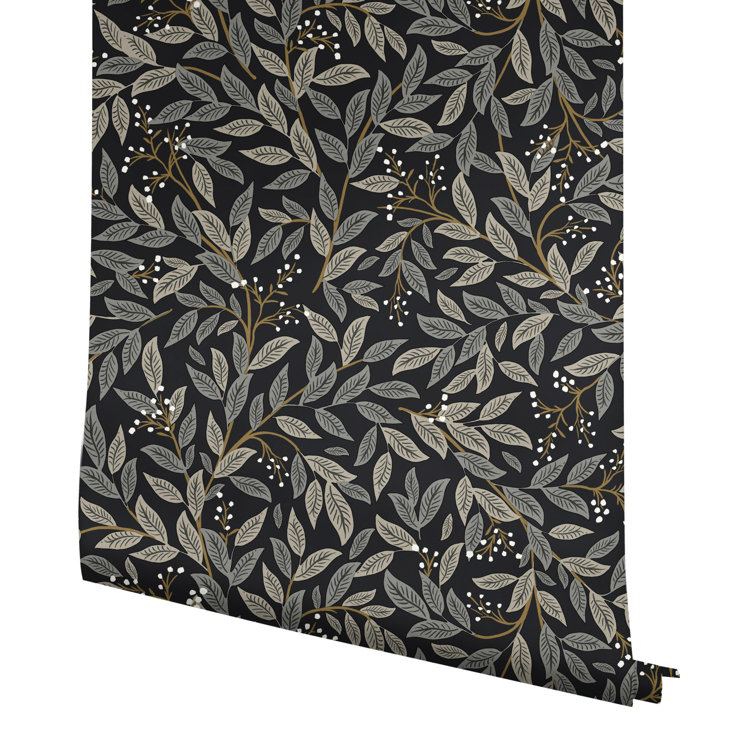 Willowberry 20.5" Black Floral Peel & Stick Wallpaper Roll