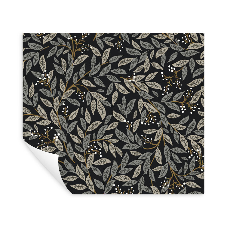 Willowberry 20.5" Black Floral Peel & Stick Wallpaper Roll