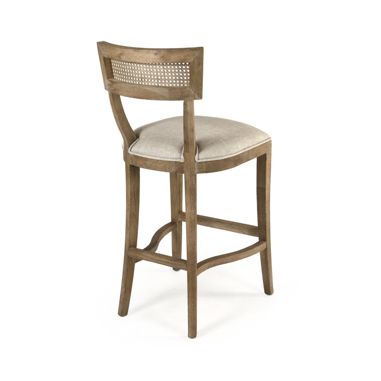 Natural Cream Linen and Wood Counter Stool