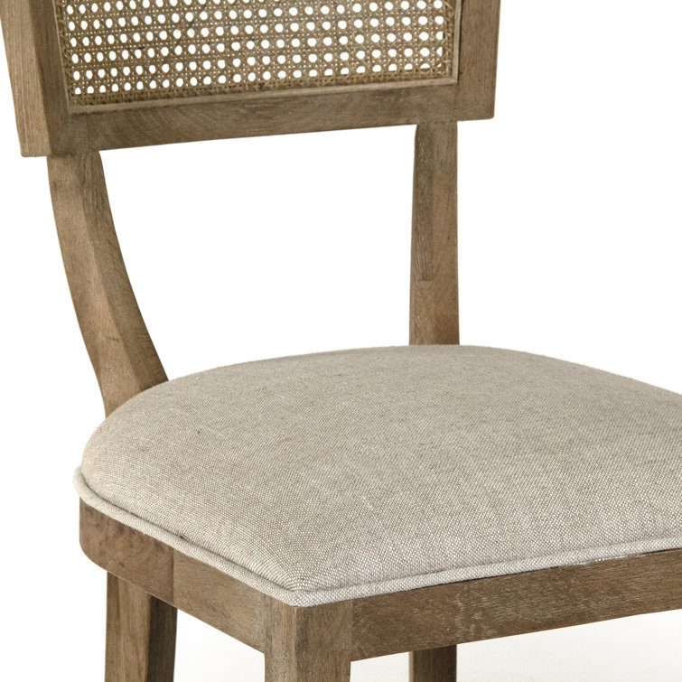 Natural Cream Linen and Wood Counter Stool