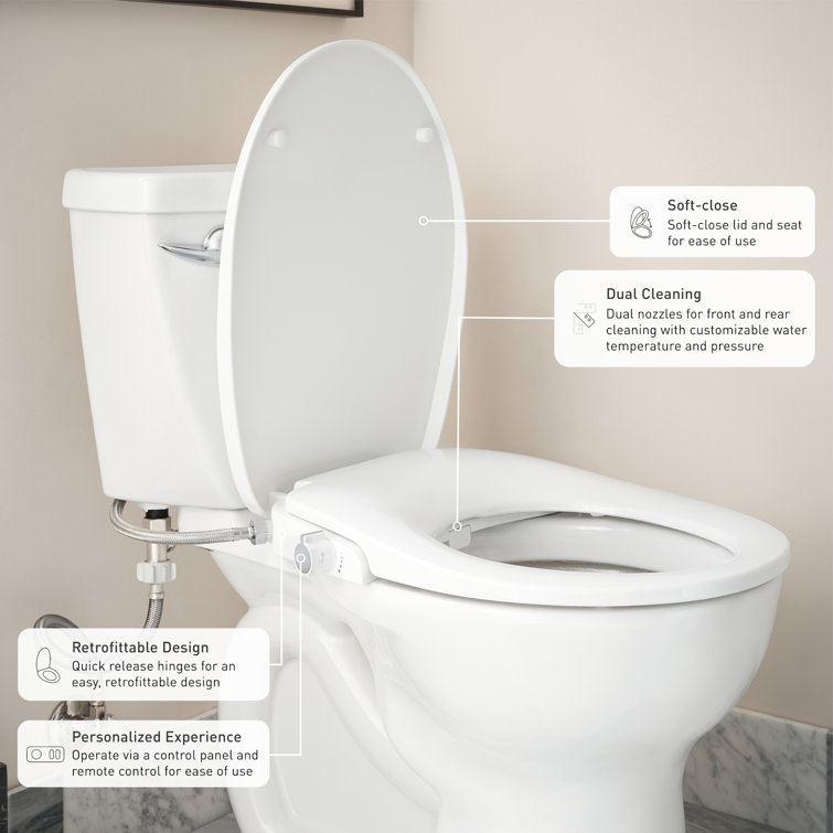 White Non-Electronic Round Bidet Seat with Soft-Close Lid
